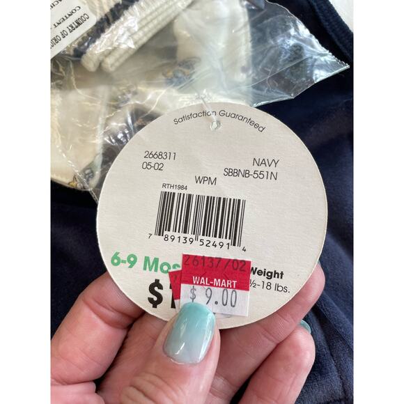 Simply Basic Baby Outfit 6-9 Months Vintage 2002 One Piece w/ Navy Velvet Pants - Picture 7 of 16